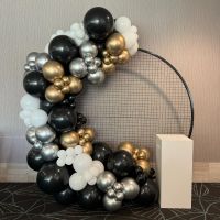 Organic Garland & Mesh Wall Hire (Black, Gold & White) $550 INC HIRE OF 1 WHITE PLINTH, DELIVERY & COLLECTION